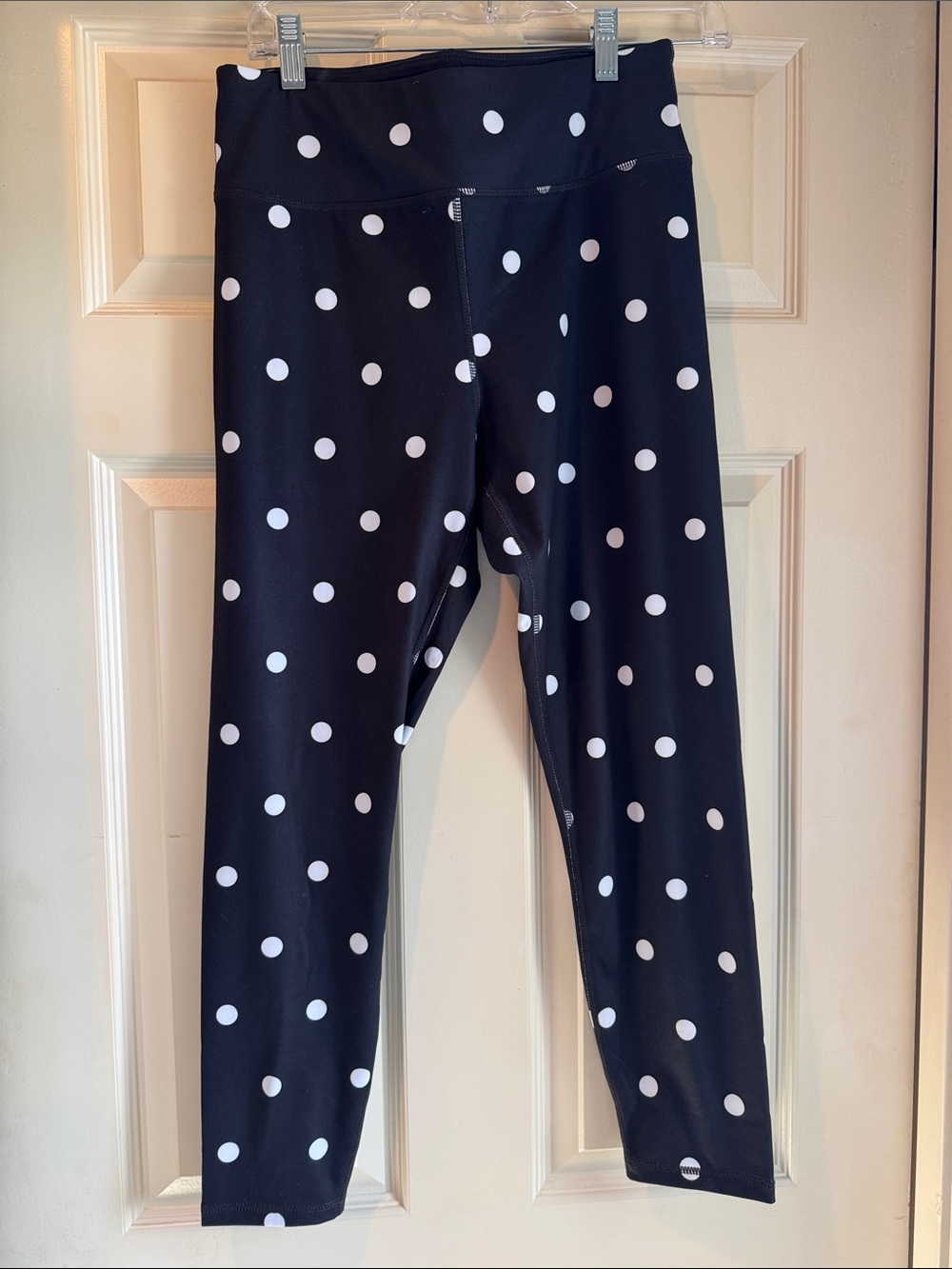 Black Polka Dot High-Waist Leggings - White Dot Print